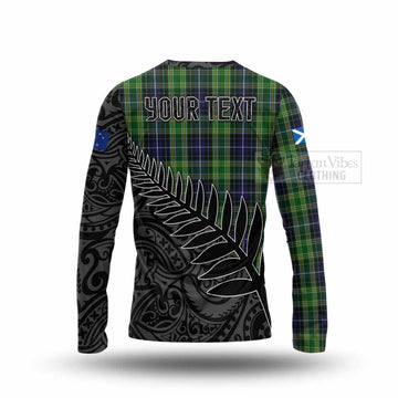 McKellar Crest Tartan Long Sleeve T-Shirt with New Zealand Silver Fern Half Style - Tartan Vibes Clothing