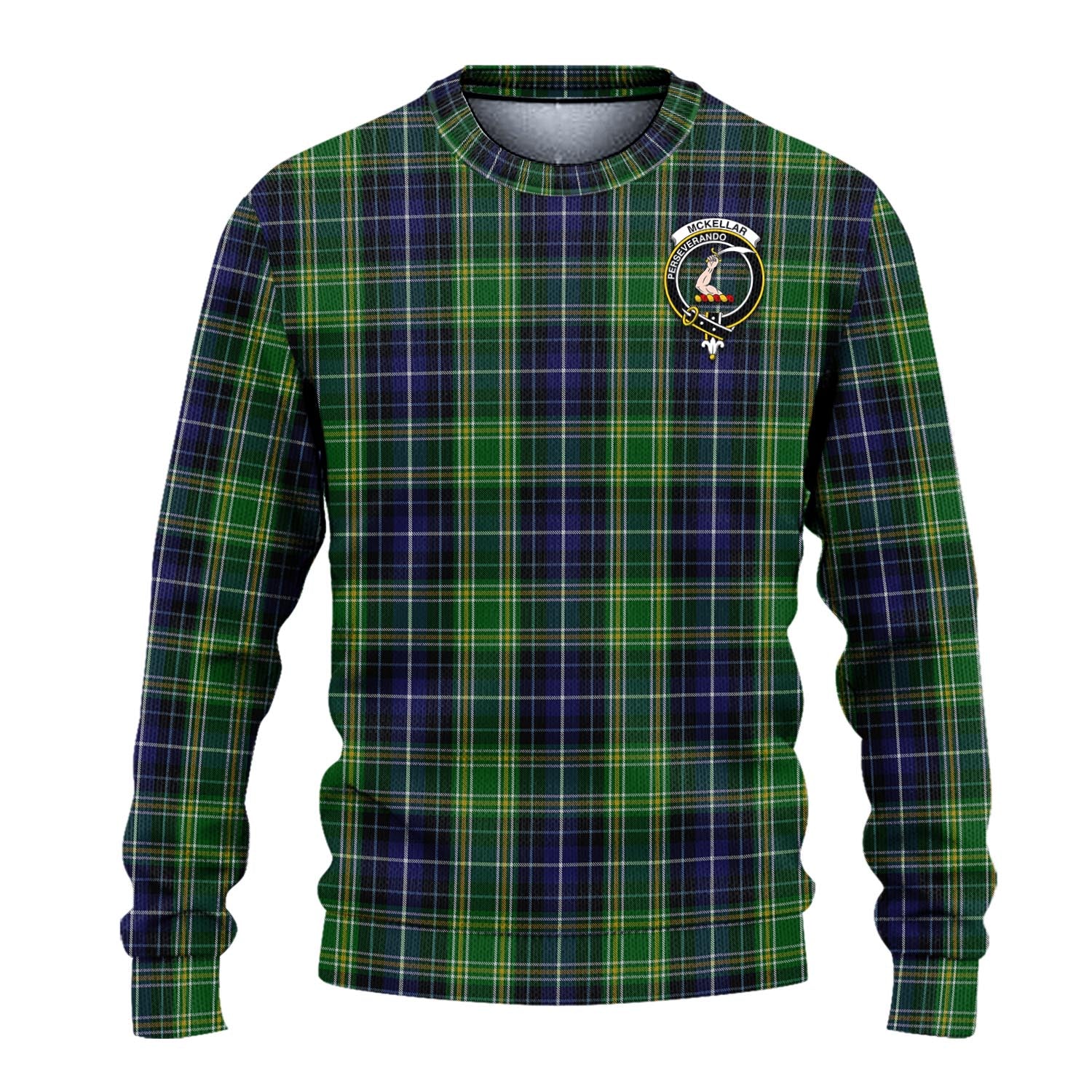 McKellar Tartan Knitted Sweater with Family Crest - Tartanvibesclothing