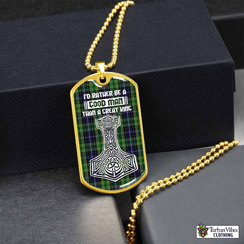 McKellar Tartan Dog Tag Necklace Viking Mjolnir Style Gold No - Tartan Vibes Clothing