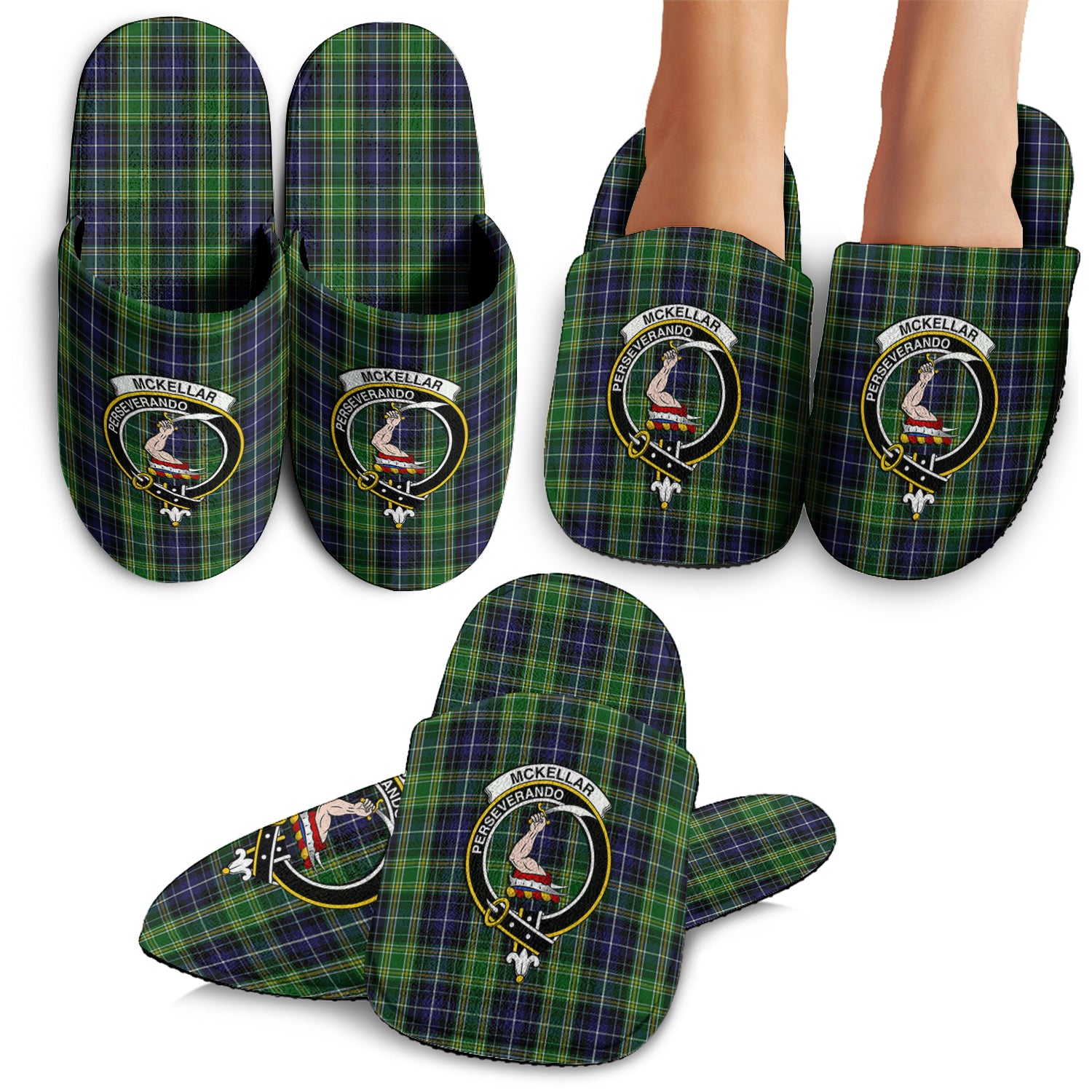 McKellar Tartan Home Slippers with Family Crest - Tartan Vibes Clothing