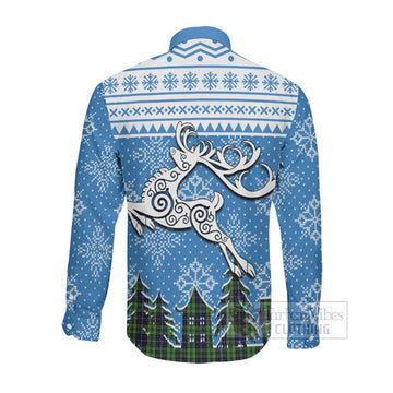 McKellar Clan Christmas Long Sleeve Button Shirt Celtic Reindeer Style Men's Shirt - Tartan Vibes Clothing