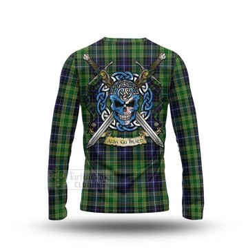 McKellar Tartan Long Sleeve T-Shirt with Family Crest Celtic Skull Style - Tartan Vibes Clothing