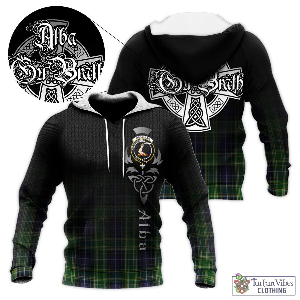 Tartan Vibes Clothing McKellar Tartan Knitted Hoodie Featuring Alba Gu Brath Family Crest Celtic Inspired