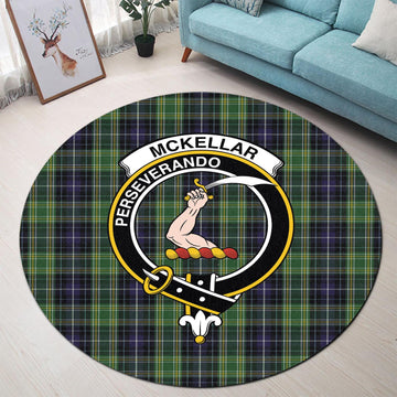 McKellar Tartan Round Rug with Family Crest - Tartan Vibes Clothing