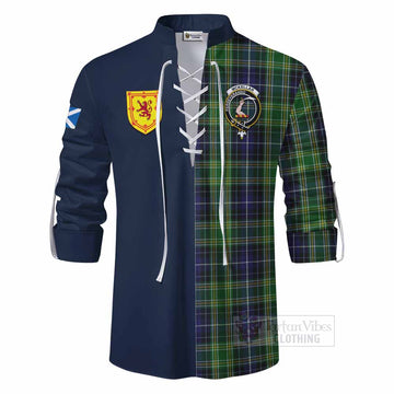 McKellar Tartan Ghillie Kilt Shirt Alba with Scottish Lion Royal Arm Half Style - Tartan Vibes Clothing