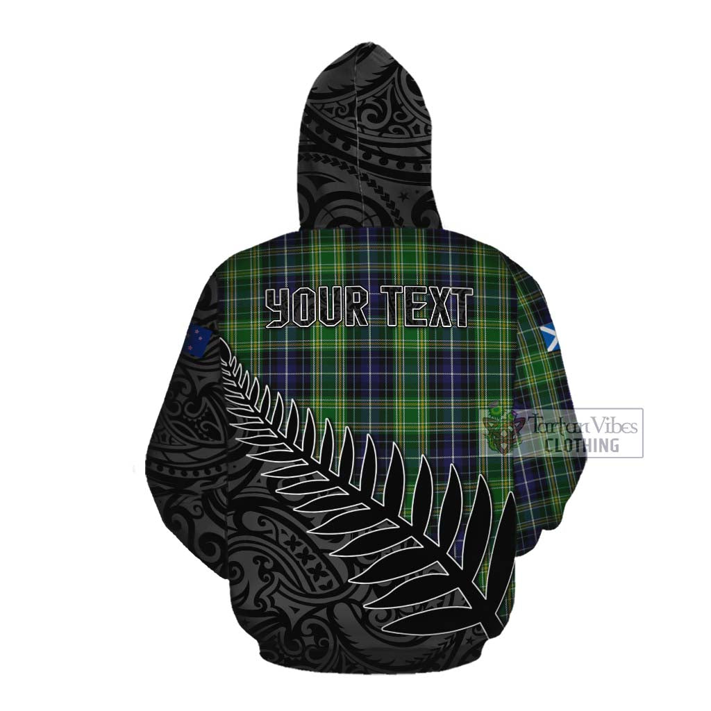 McKellar Crest Tartan Cotton Hoodie with New Zealand Silver Fern Half Style Pullover Hoodie - Tartan Vibes Clothing
