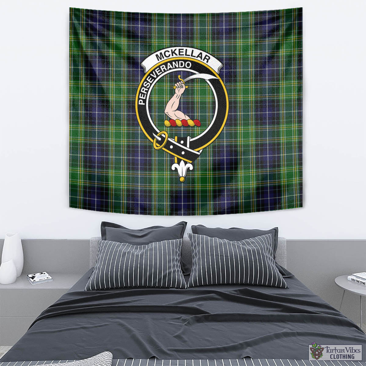 McKellar Tartan Tapestry Wall Hanging and Home Decor for Room with Family Crest - Tartan Vibes Clothing