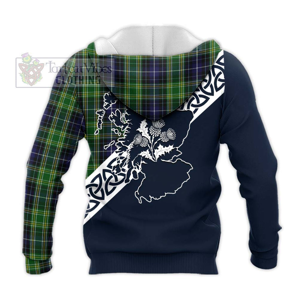 McKellar Tartan Knitted Hoodie Featuring Thistle and Scotland Map - Tartan Vibes Clothing
