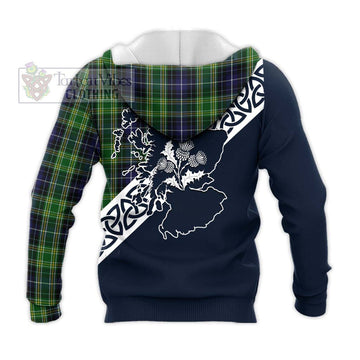 McKellar Tartan Knitted Hoodie Featuring Thistle and Scotland Map - Tartan Vibes Clothing