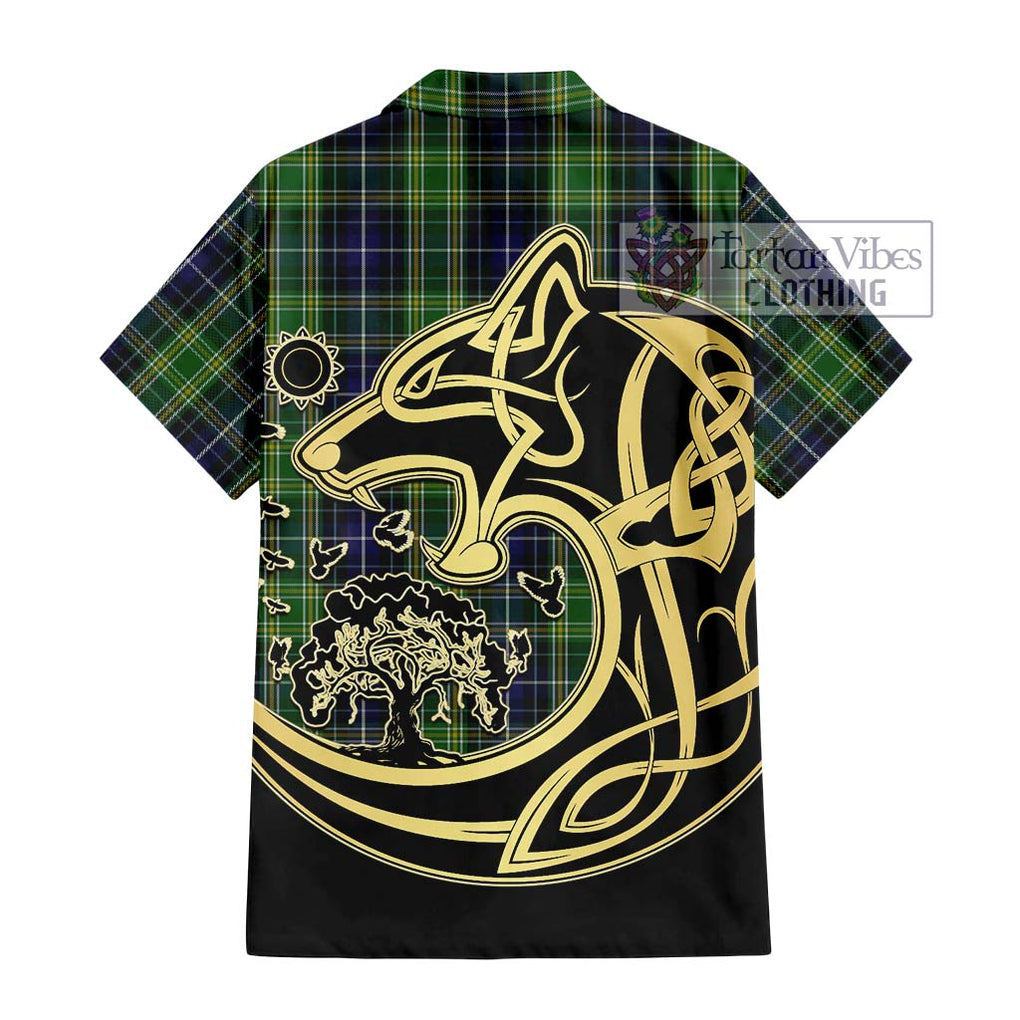 McKellar Tartan Hawaiian Shirt with Family Crest Celtic Wolf Style - Tartan Vibes Clothing