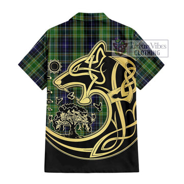 McKellar Tartan Hawaiian Shirt with Family Crest Celtic Wolf Style - Tartan Vibes Clothing
