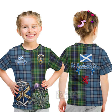 McKellar Tartan Kid T-Shirt Happy St. Andrew's Day Half Tartan Style - Tartan Vibes Clothing
