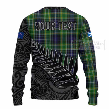McKellar Crest Tartan Knitted Sweater with New Zealand Silver Fern Half Style - Tartan Vibes Clothing