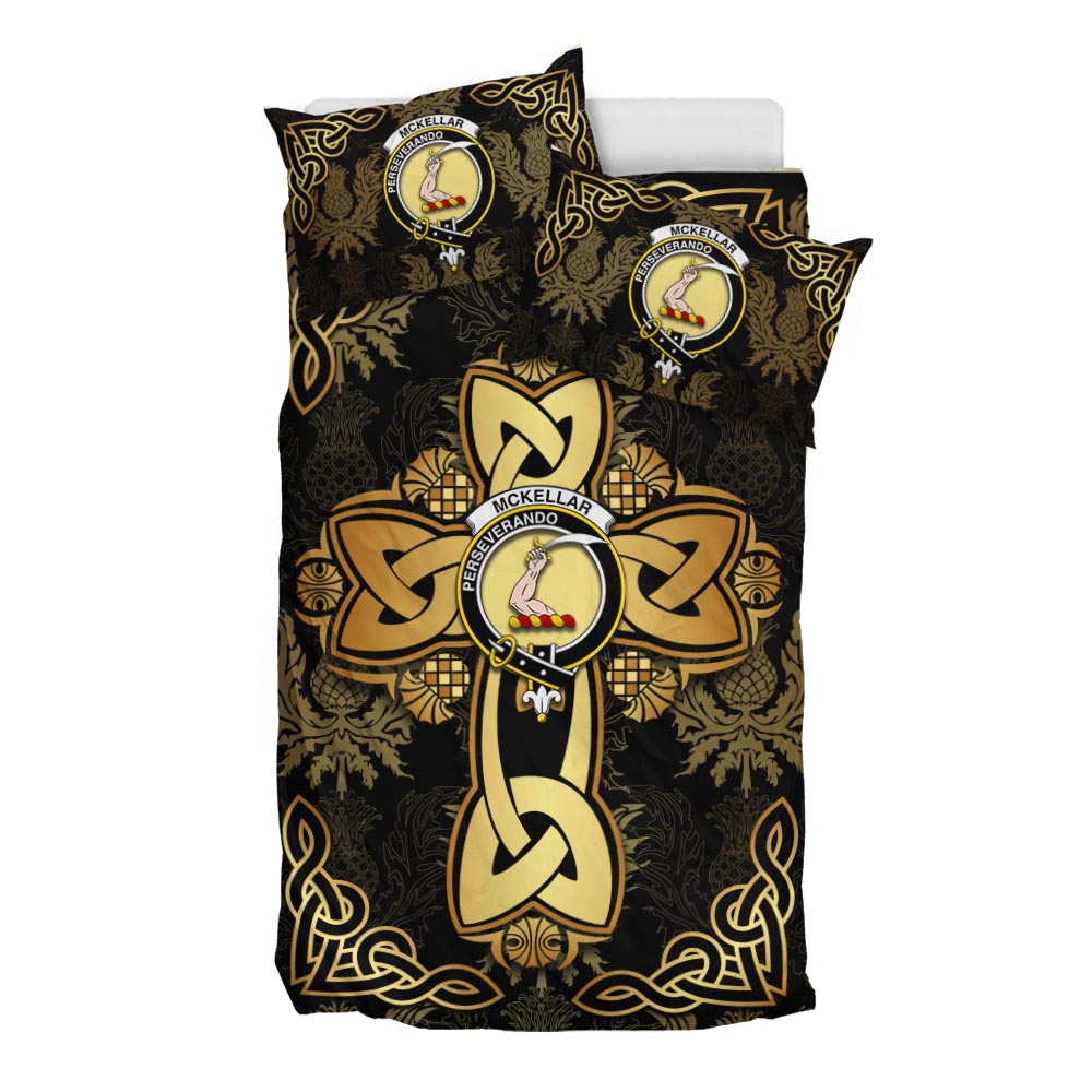 McKellar Clan Bedding Sets Gold Thistle Celtic Style - 2D-tartanvibesclothing