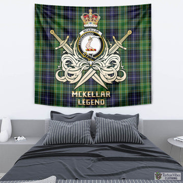McKellar Tartan Tapestry with Clan Crest and the Golden Sword of Courageous Legacy - Tartan Vibes Clothing
