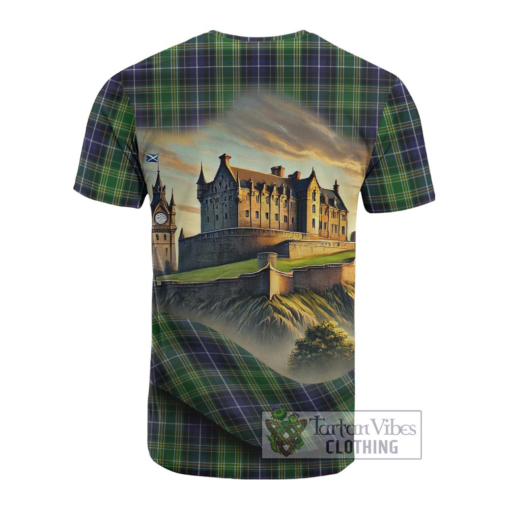 McKellar Tartan Family Crest Cotton T-shirt with Scottish Ancient Castle Style - Tartan Vibes Clothing