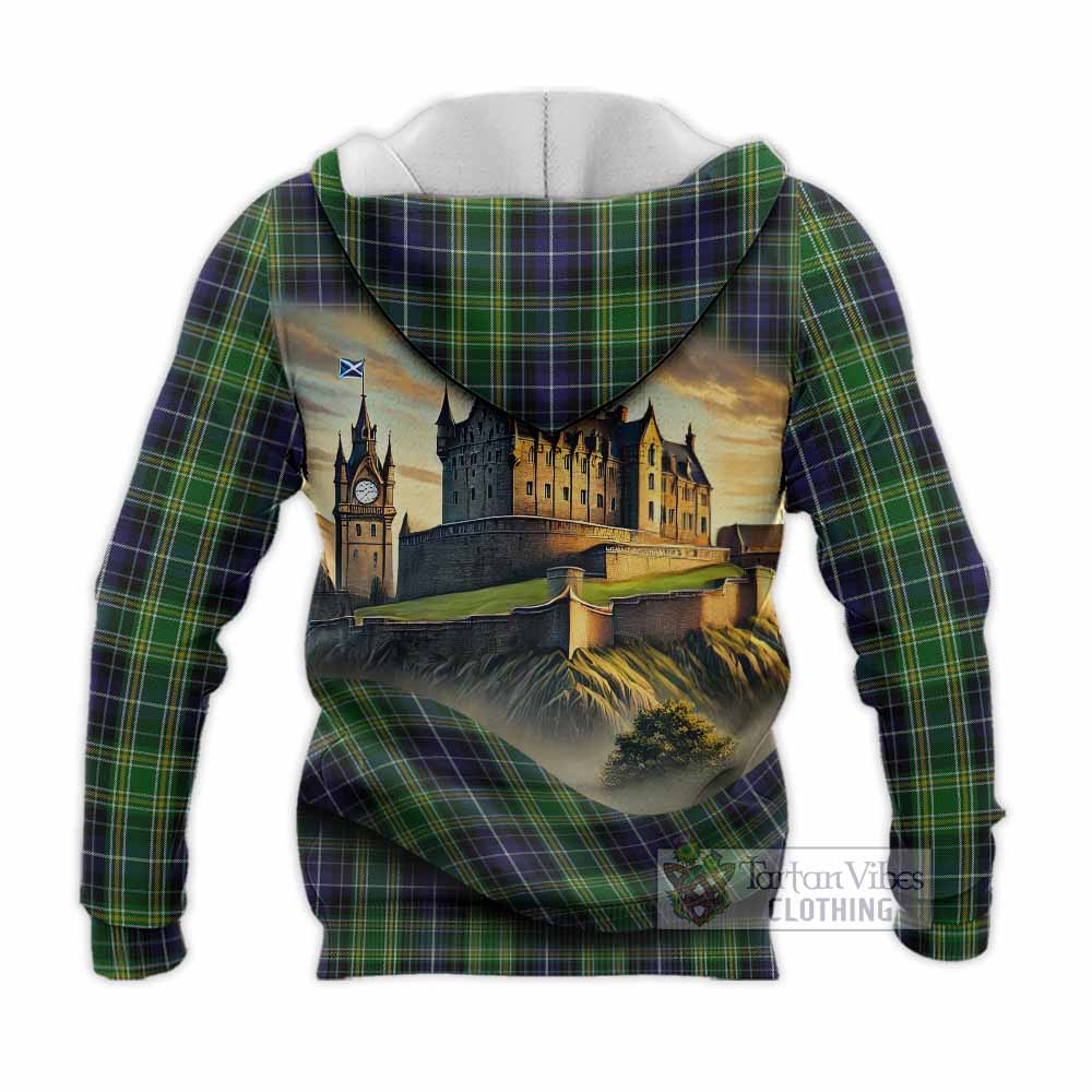 McKellar Tartan Family Crest Knitted Hoodie with Scottish Ancient Castle Style - Tartan Vibes Clothing