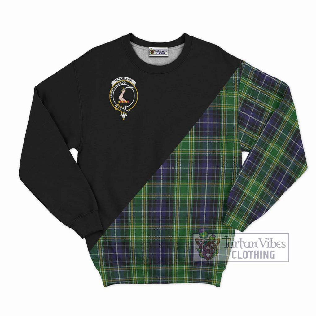 McKellar Tartan Sweatshirt with Family Crest and Military Logo Style - Tartan Vibes Clothing