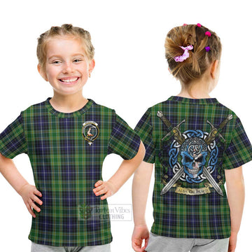 McKellar Tartan Kid T-Shirt with Family Crest Celtic Skull Style - Tartan Vibes Clothing