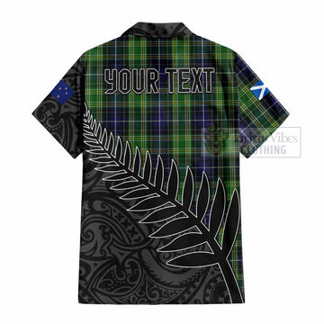 McKellar Crest Tartan Hawaiian Shirt with New Zealand Silver Fern Half Style - Tartan Vibes Clothing