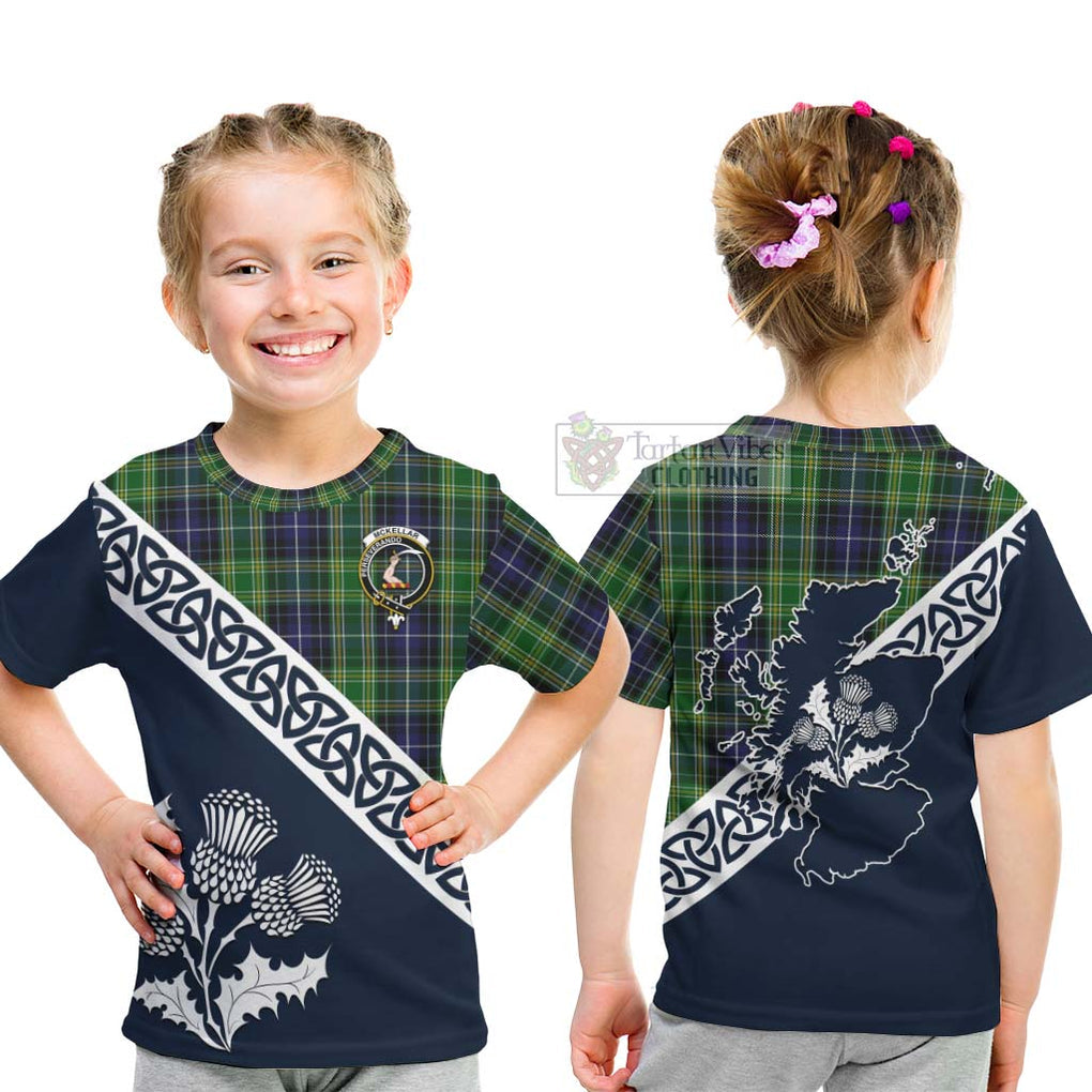 McKellar Tartan Kid T-Shirt Featuring Thistle and Scotland Map - Tartan Vibes Clothing