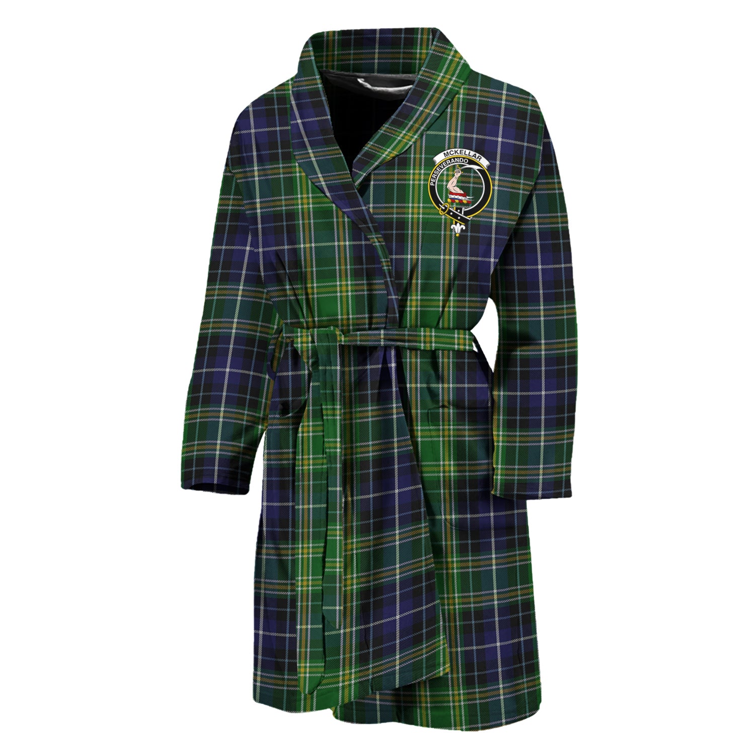 McKellar Tartan Bathrobe with Family Crest Unisex M - Tartan Vibes Clothing