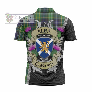 McKellar Tartan Family Crest Zipper Polo Shirt Lion Rampant Royal Thistle Shield Celtic Inspired - Tartan Vibes Clothing