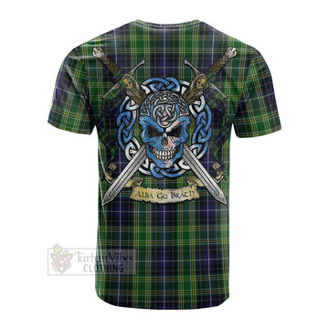 McKellar Tartan Cotton T-shirt with Family Crest Celtic Skull Style Men's Shirt - Tartan Vibes Clothing