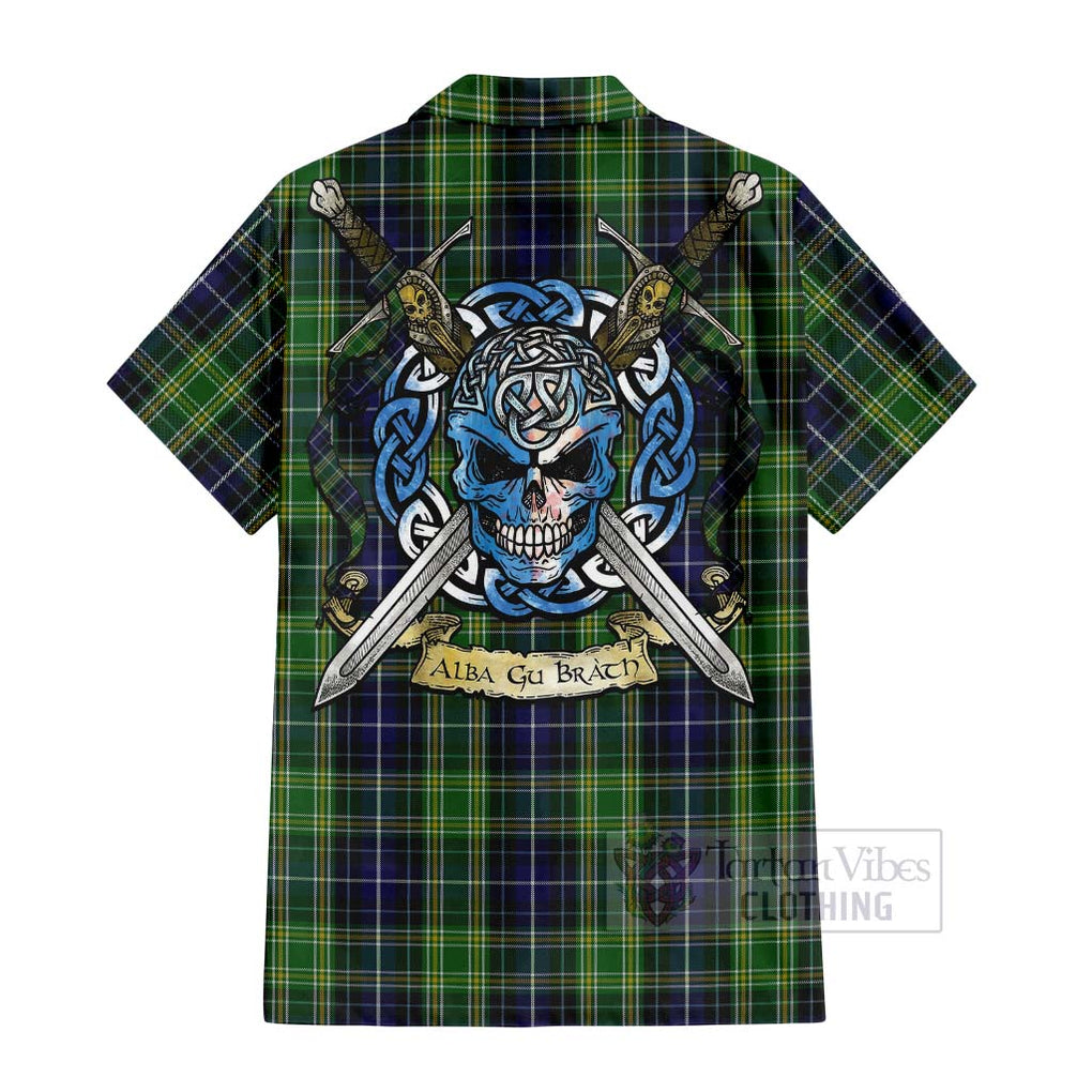 McKellar Tartan Hawaiian Shirt with Family Crest Celtic Skull Style - Tartan Vibes Clothing