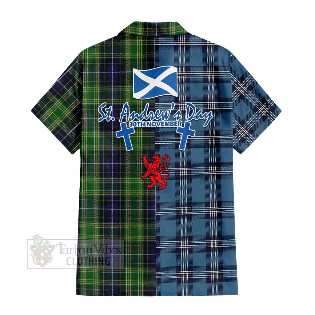 McKellar Tartan Hawaiian Shirt Happy St. Andrew's Day Half Tartan Style - Tartan Vibes Clothing