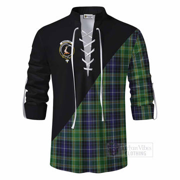 McKellar Tartan Ghillie Kilt Shirt with Family Crest and Military Logo Style - Tartan Vibes Clothing