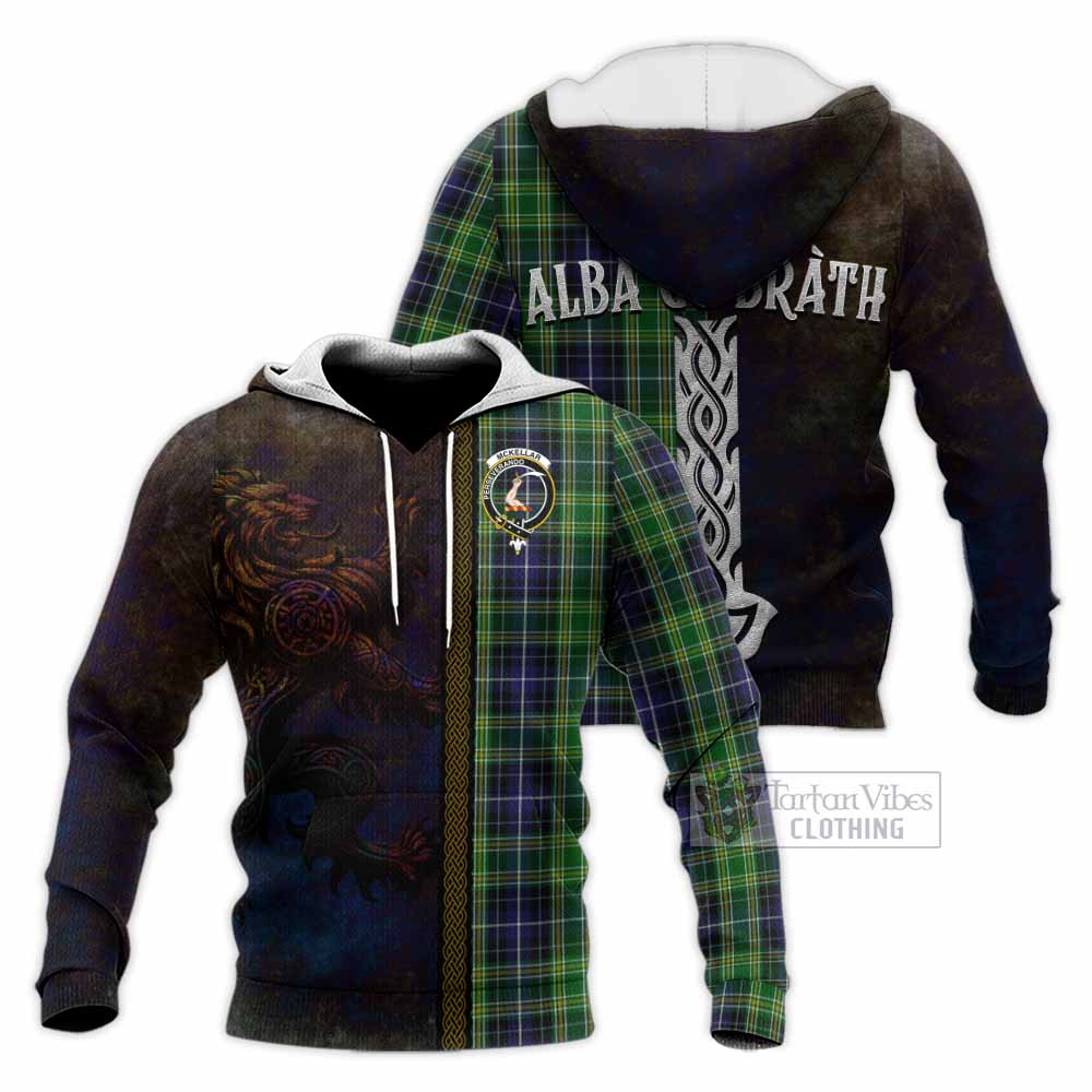 McKellar Tartan Family Crest Knitted Hoodie Alba Gu Brath Be Brave Lion Ancient Style - Tartan Vibes Clothing