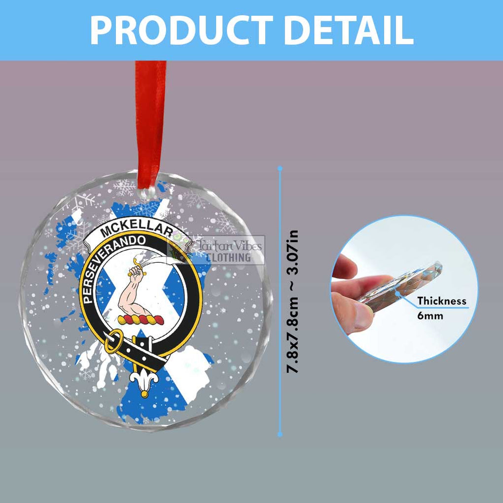 McKellar Clan Crest Christmas Glass Ornament with Scotland Map - 2D-tartanvibesclothing