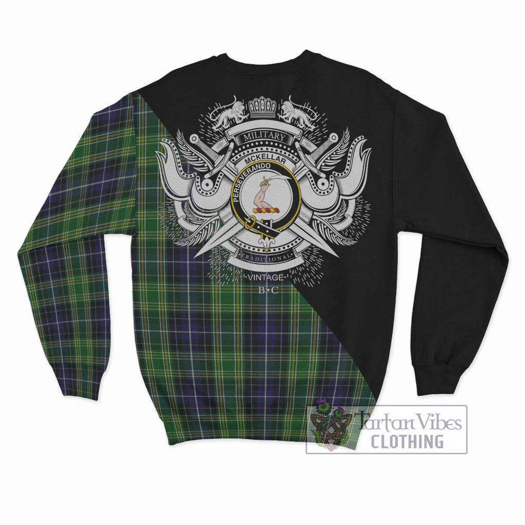 McKellar Tartan Sweatshirt with Family Crest and Military Logo Style - Tartan Vibes Clothing