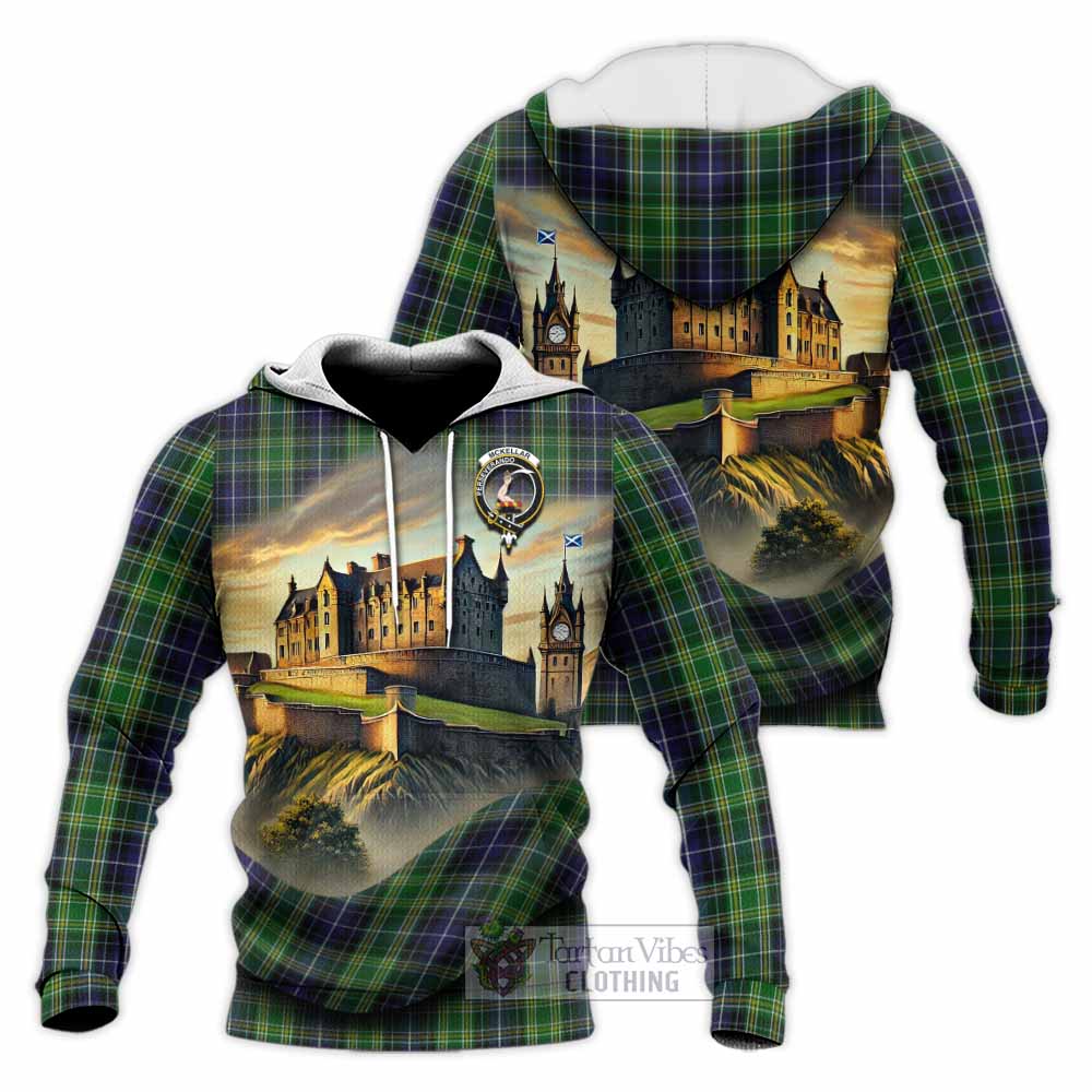 McKellar Tartan Family Crest Knitted Hoodie with Scottish Ancient Castle Style - Tartan Vibes Clothing