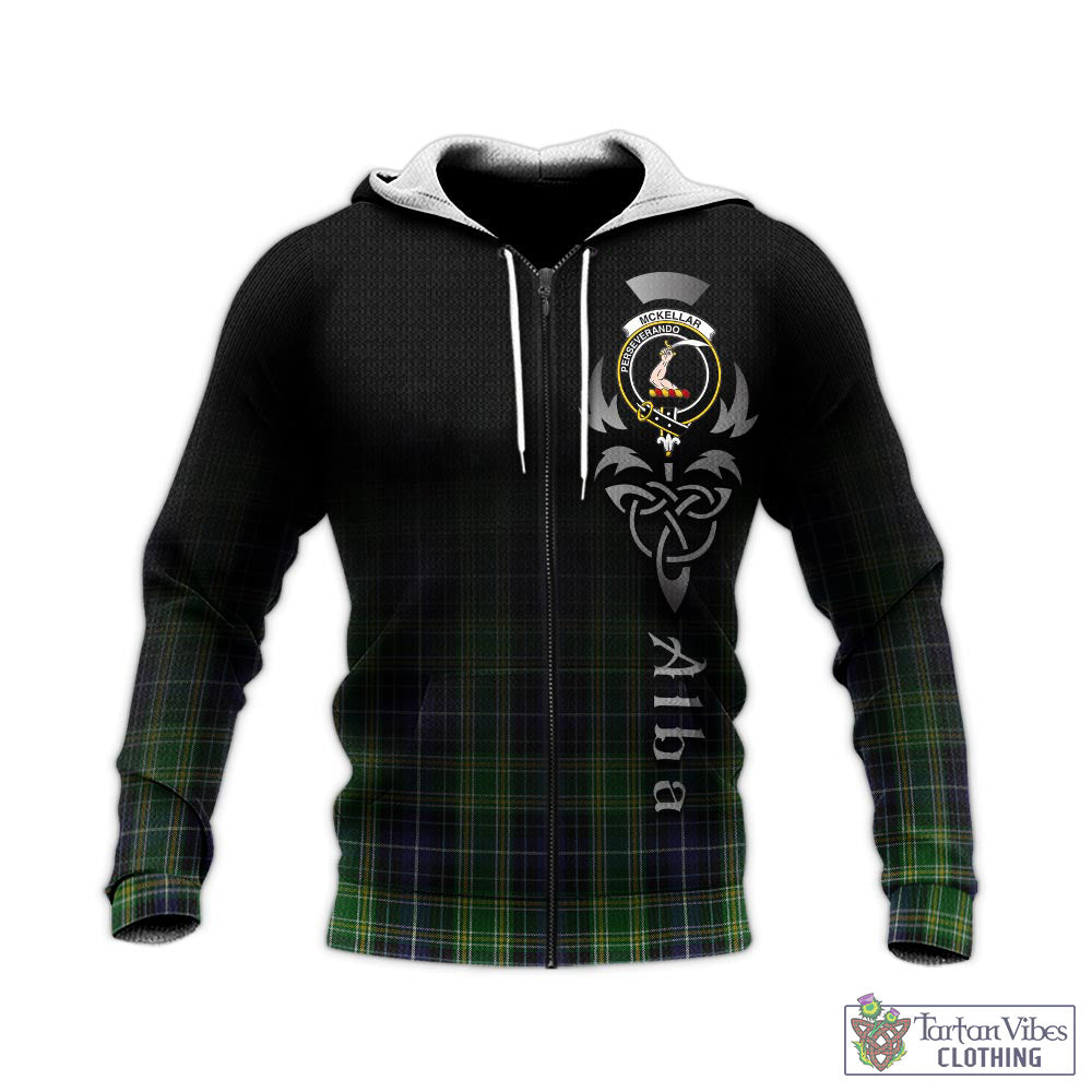 Tartan Vibes Clothing McKellar Tartan Knitted Hoodie Featuring Alba Gu Brath Family Crest Celtic Inspired