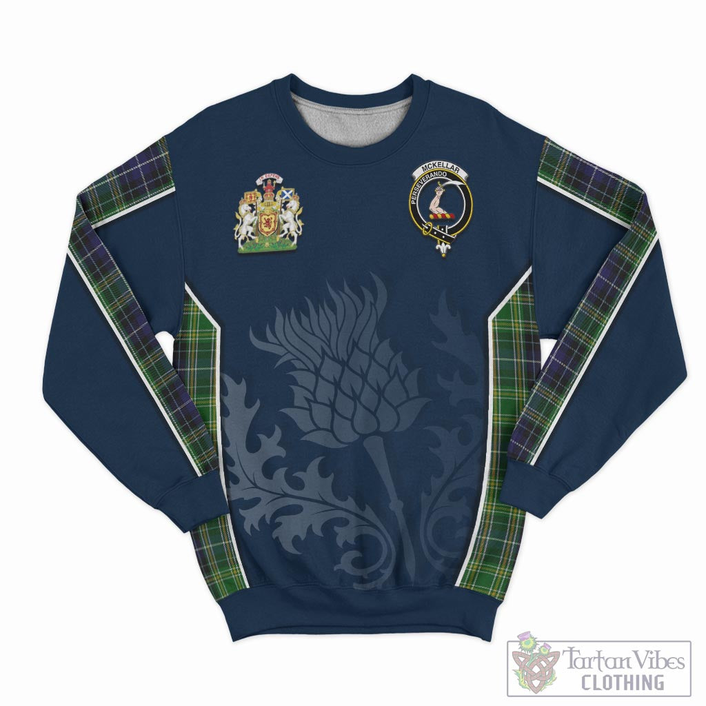 Tartan Vibes Clothing McKellar Tartan Sweatshirt with Family Crest and Scottish Thistle Vibes Sport Style