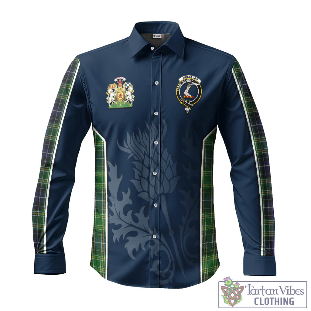 Tartan Vibes Clothing McKellar Tartan Long Sleeve Button Up Shirt with Family Crest and Scottish Thistle Vibes Sport Style