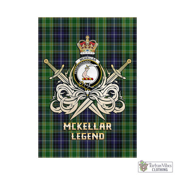 McKellar Tartan Garden Flag with Clan Crest and the Golden Sword of Courageous Legacy - Tartan Vibes Clothing