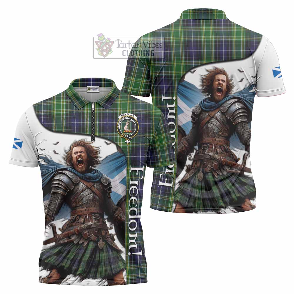 McKellar Crest Tartan Zipper Polo Shirt Inspired by the Freedom of Scottish Warrior - Tartan Vibes Clothing