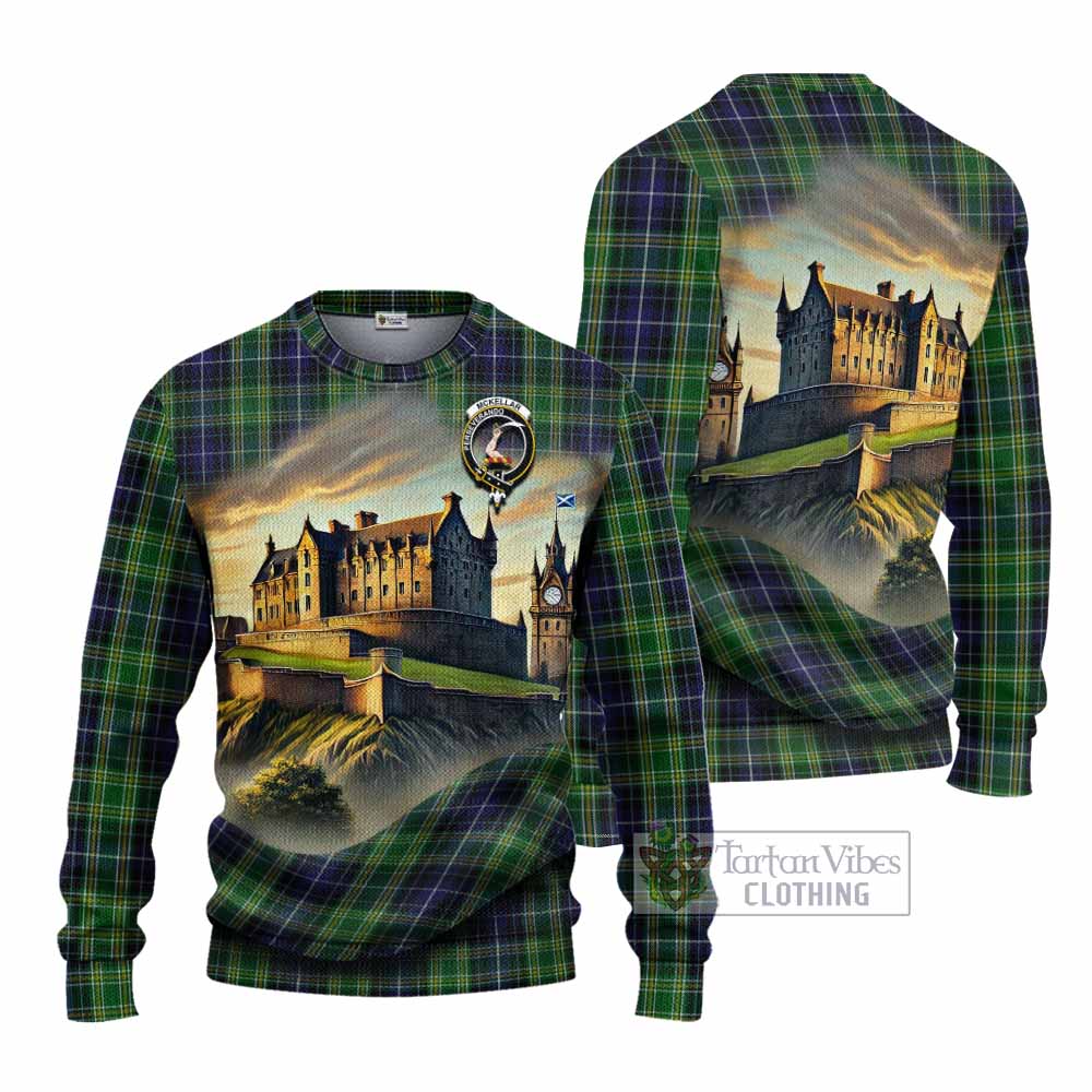 McKellar Tartan Family Crest Knitted Sweater with Scottish Ancient Castle Style - Tartan Vibes Clothing