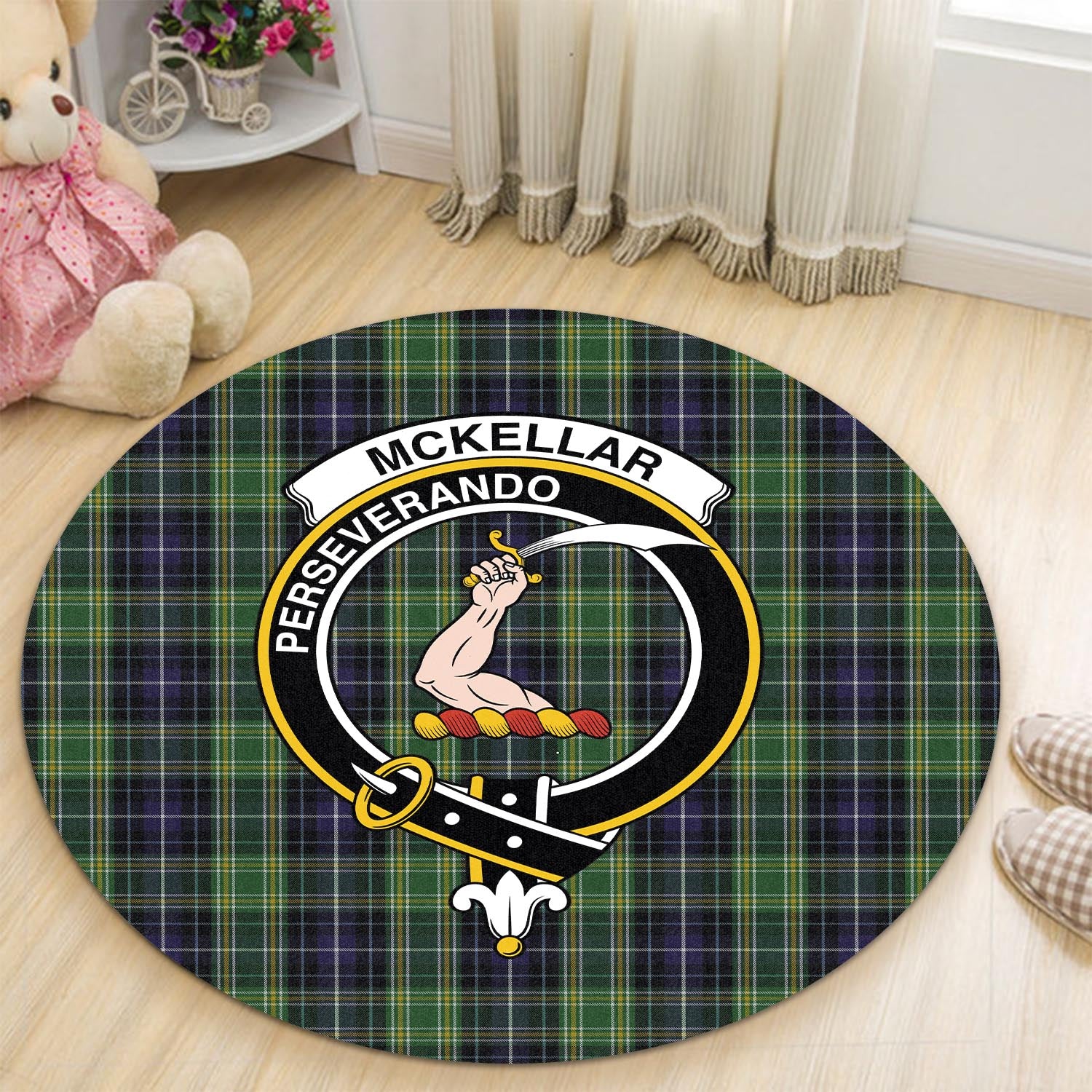 mckellar-tartan-round-rug-with-family-crest