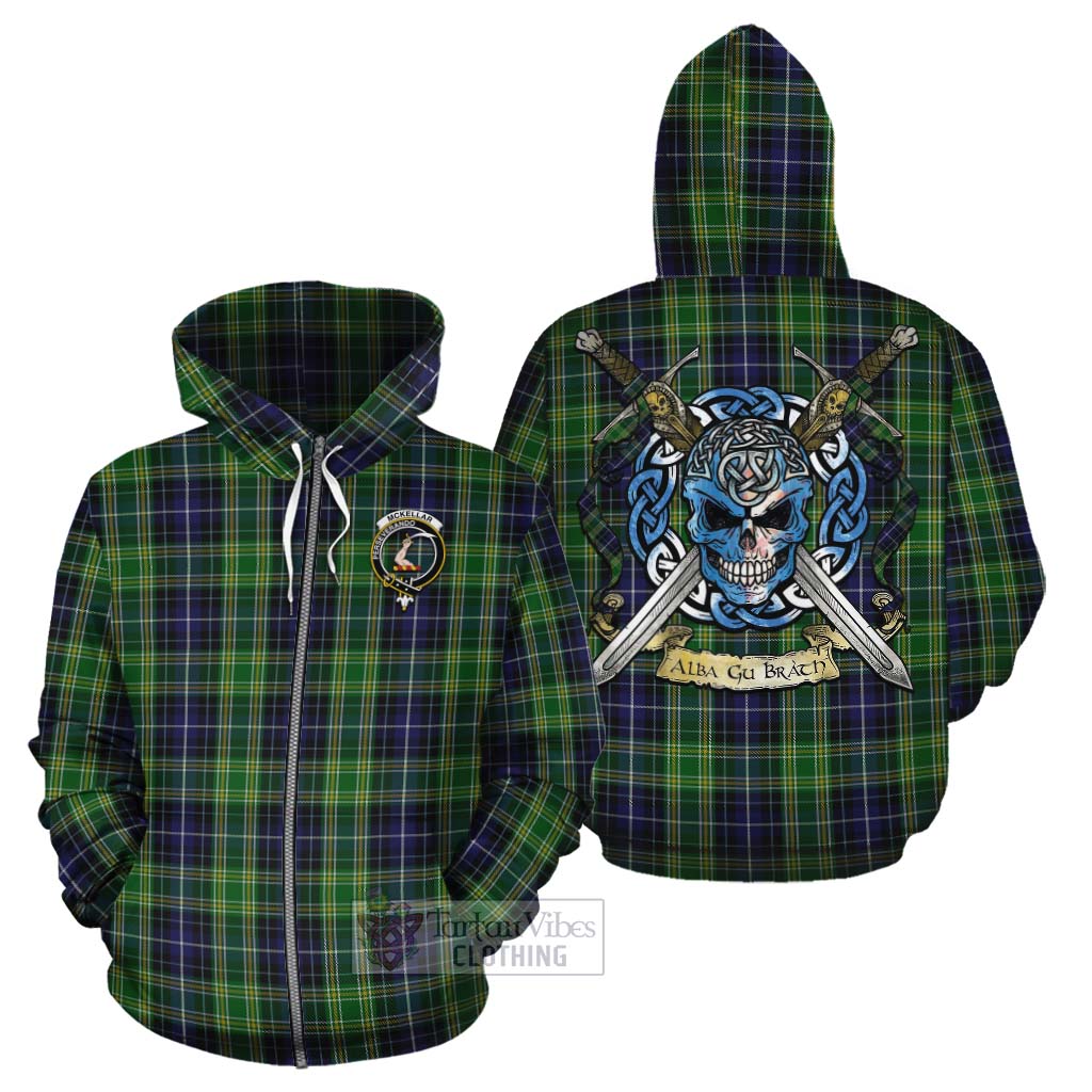 McKellar Tartan Cotton Hoodie with Family Crest Celtic Skull Style - Tartan Vibes Clothing