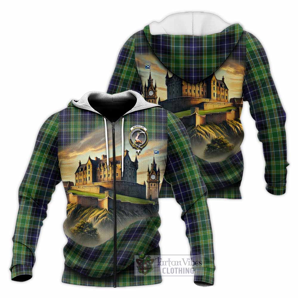 McKellar Tartan Family Crest Knitted Hoodie with Scottish Ancient Castle Style Unisex Knitted Zip Hoodie - Tartan Vibes Clothing