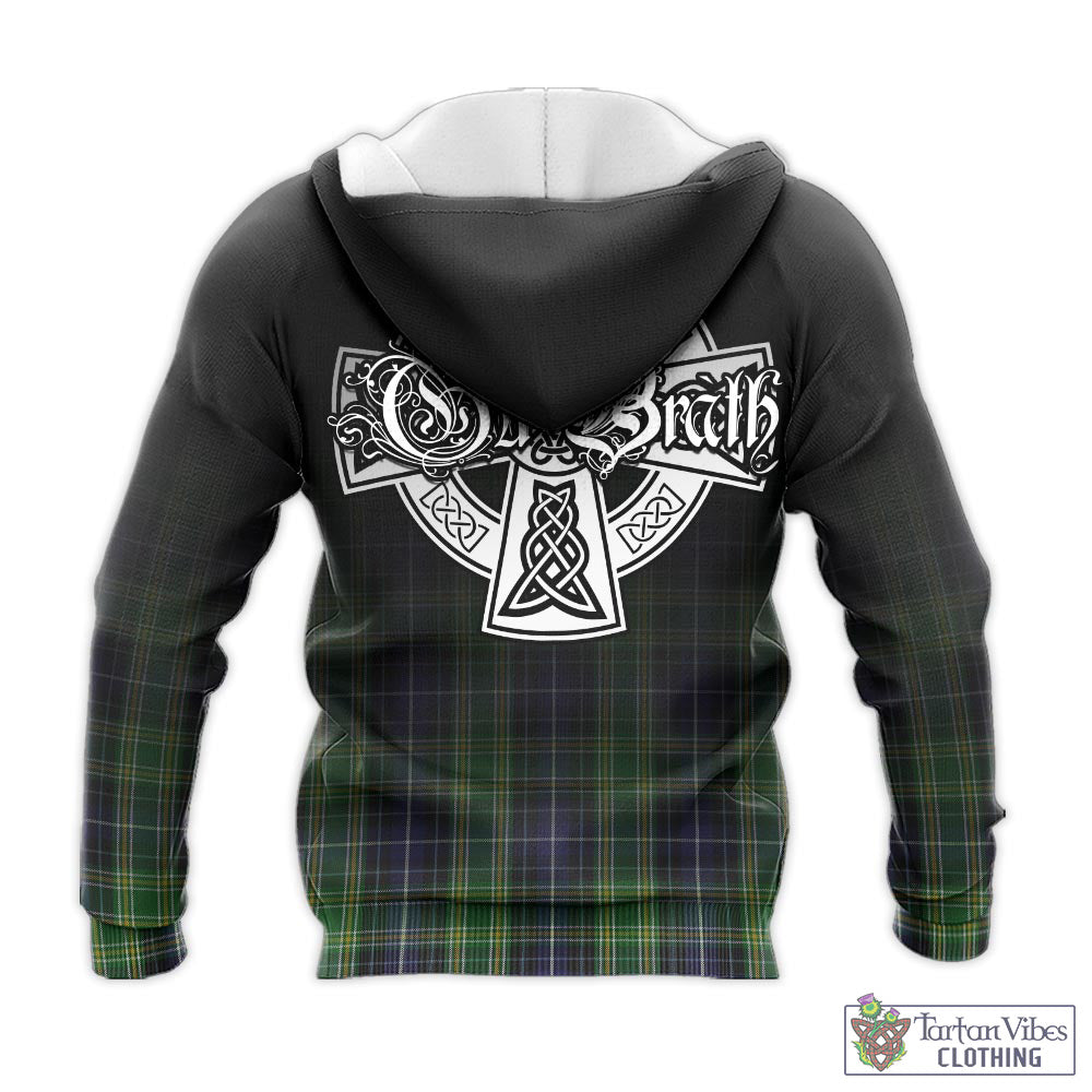 Tartan Vibes Clothing McKellar Tartan Knitted Hoodie Featuring Alba Gu Brath Family Crest Celtic Inspired