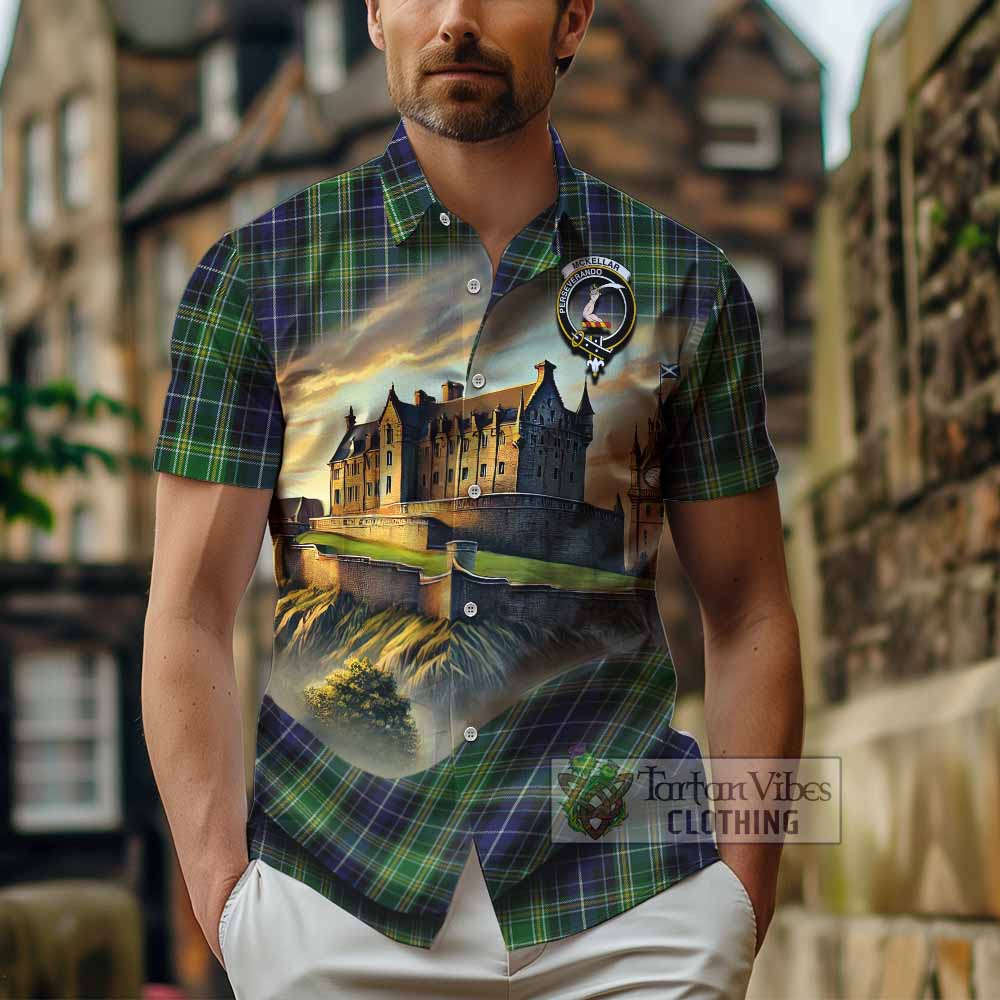 McKellar Tartan Family Crest Hawaiian Shirt with Scottish Ancient Castle Style - Tartan Vibes Clothing