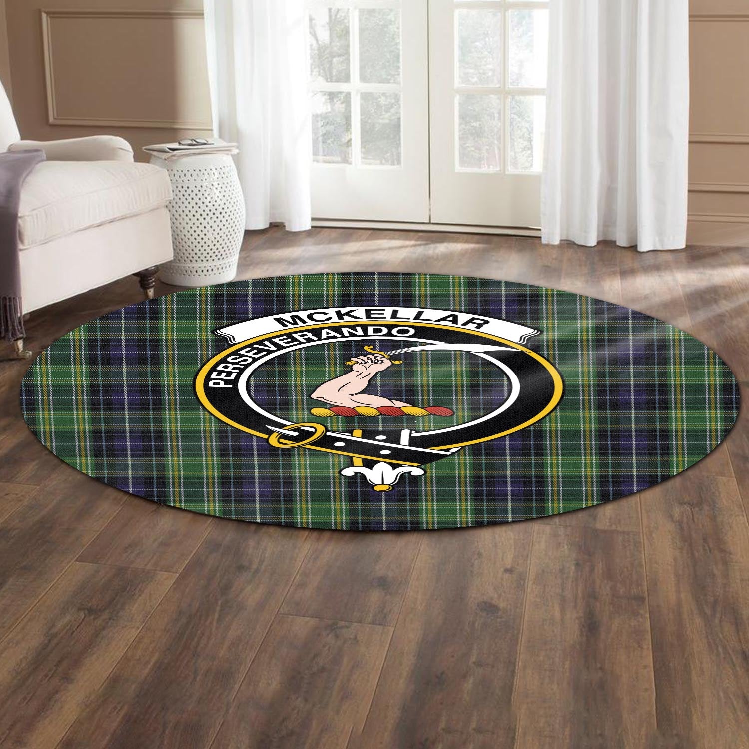 mckellar-tartan-round-rug-with-family-crest