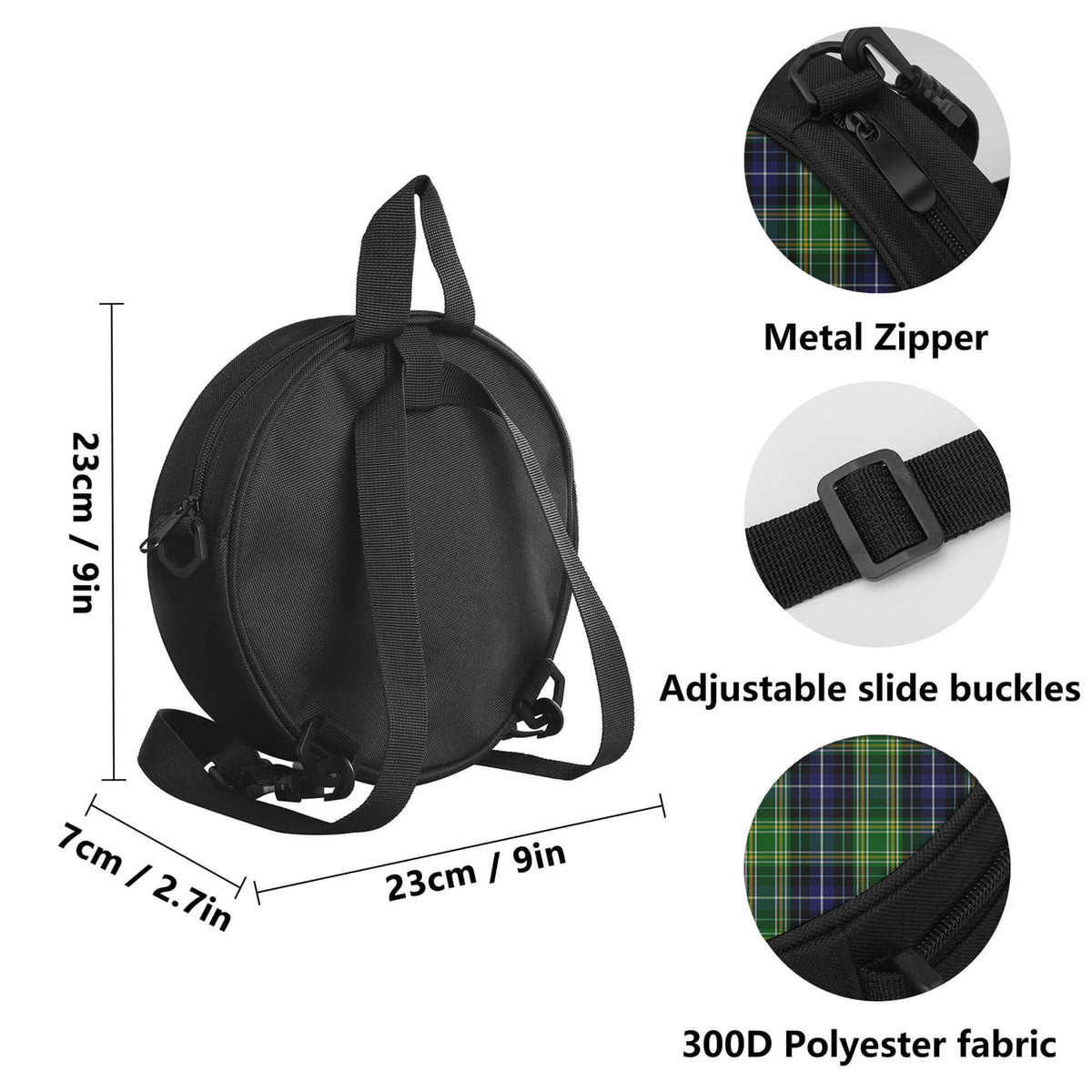 McKellar Tartan Round Satchel Bags with Family Crest - Tartan Vibes Clothing