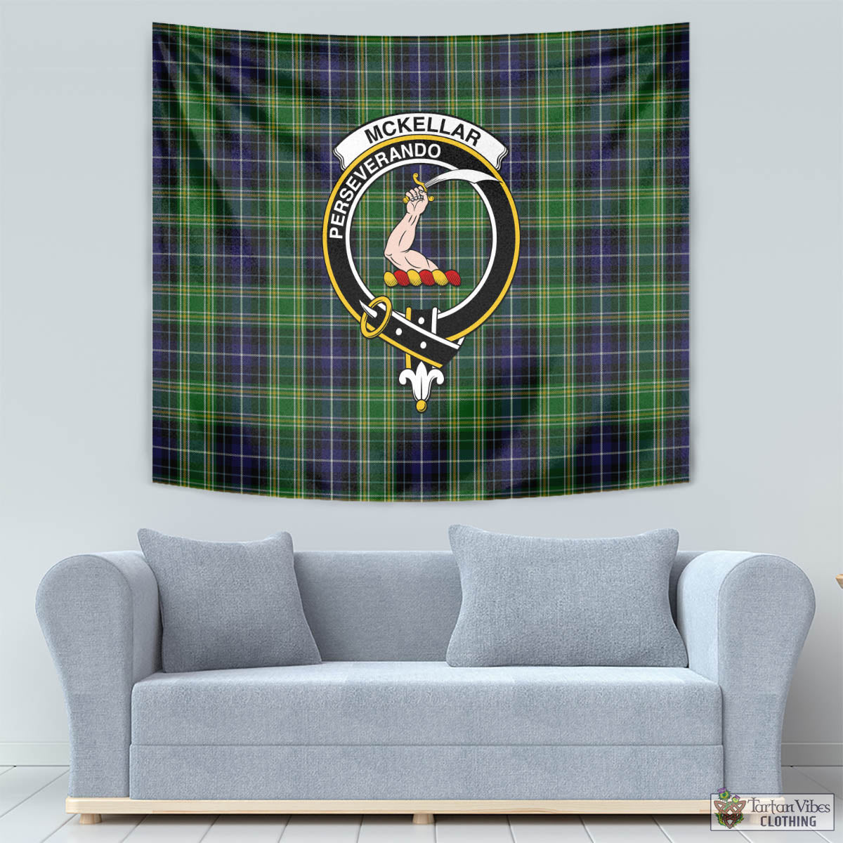 McKellar Tartan Tapestry Wall Hanging and Home Decor for Room with Family Crest - Tartan Vibes Clothing
