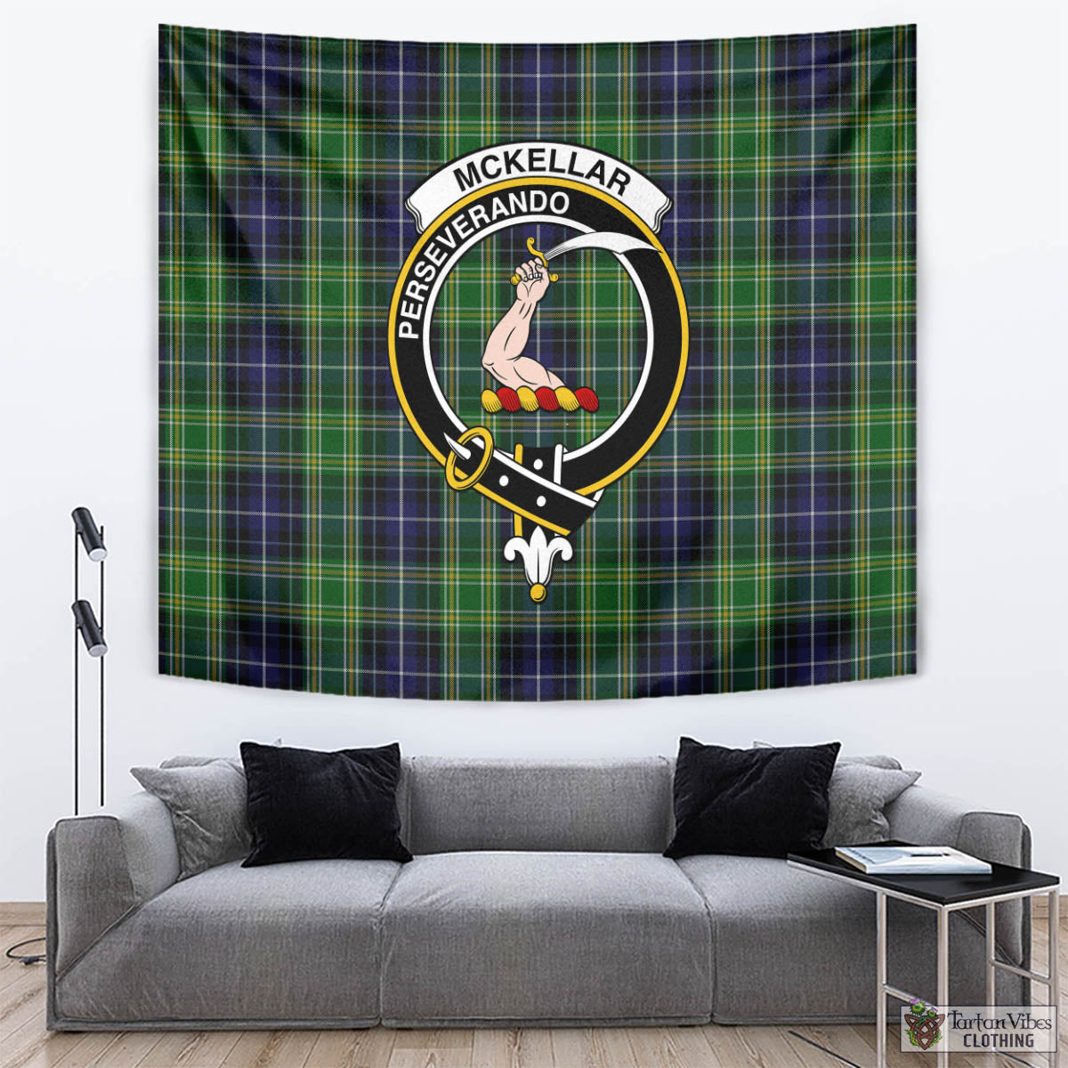 McKellar Tartan Tapestry Wall Hanging and Home Decor for Room with Family Crest - Tartan Vibes Clothing